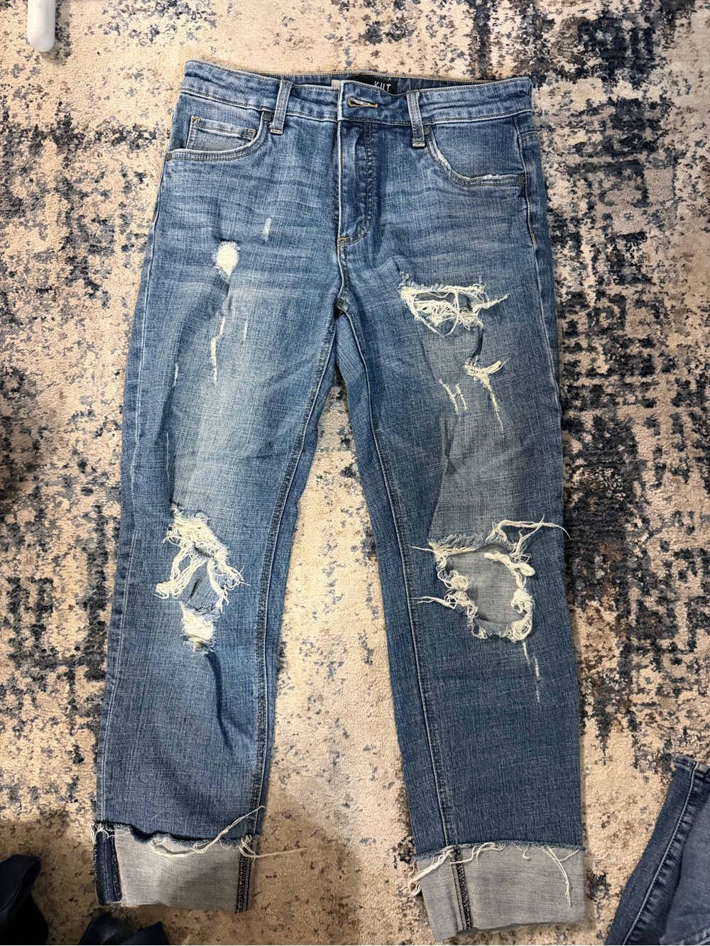 Kut from the Kloth Distressed Light Blue Straight Jeans